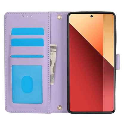 SY-003 For Xiaomi Poco M6 Pro 4G / Redmi Note 13 Pro 4G Case PU Leather Stand View Phone Wallet Cover with Hand Strap