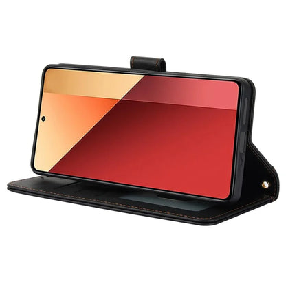 SY-003 For Xiaomi Redmi Note 13 4G Case PU Leather Stand View Phone Wallet Cover with Hand Strap