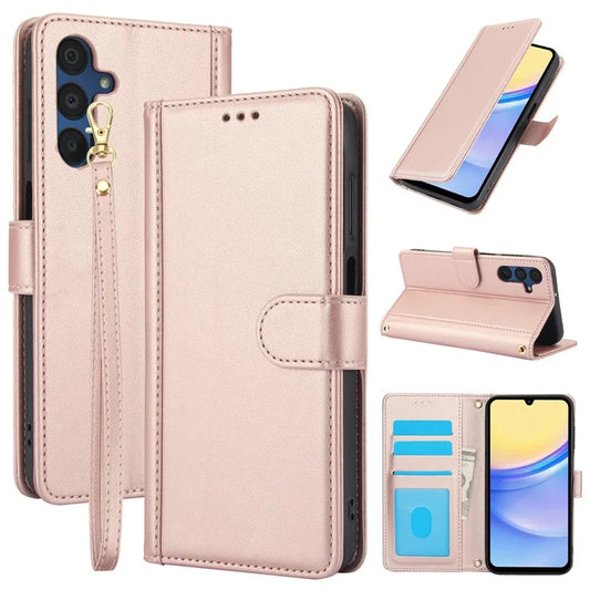 SY-003 For Samsung Galaxy A25 5G (Global) (161.0 x 76.5 x 8.3mm) Case PU Leather Phone Wallet Cover with Hand Strap