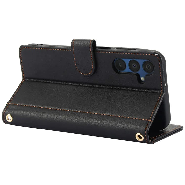 SY-003 For Samsung Galaxy A25 5G (Global) (161.0 x 76.5 x 8.3mm) Case PU Leather Phone Wallet Cover with Hand Strap