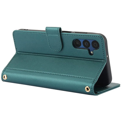 SY-003 For Samsung Galaxy A15 4G / 5G Case PU Leather Stand View Phone Wallet Cover with Hand Strap