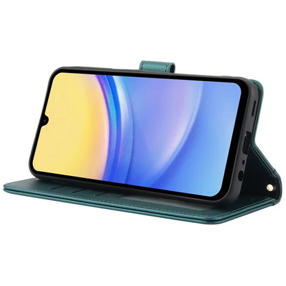 SY-003 For Samsung Galaxy A15 4G / 5G Case PU Leather Stand View Phone Wallet Cover with Hand Strap