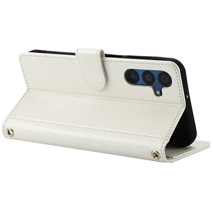 SY-003 For Samsung Galaxy A55 5G Case PU Leather Stand View Phone Wallet Cover with Hand Strap