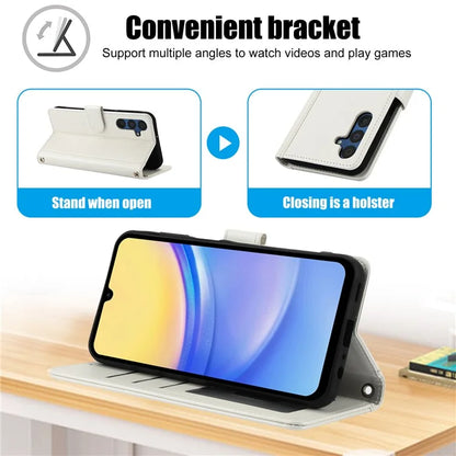 SY-003 For Samsung Galaxy A55 5G Case PU Leather Stand View Phone Wallet Cover with Hand Strap