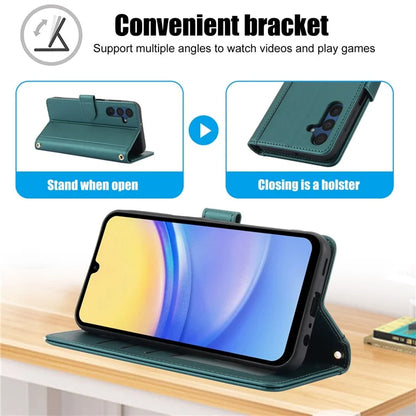 SY-003 For Samsung Galaxy A35 5G Case PU Leather Stand View Phone Wallet Cover with Hand Strap