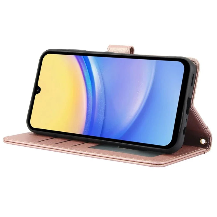 SY-003 For Samsung Galaxy A35 5G Case PU Leather Stand View Phone Wallet Cover with Hand Strap