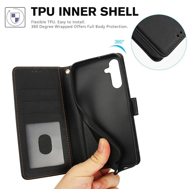 SY-003 For Samsung Galaxy A05s 4G Case PU Leather Stand View Phone Wallet Cover with Hand Strap