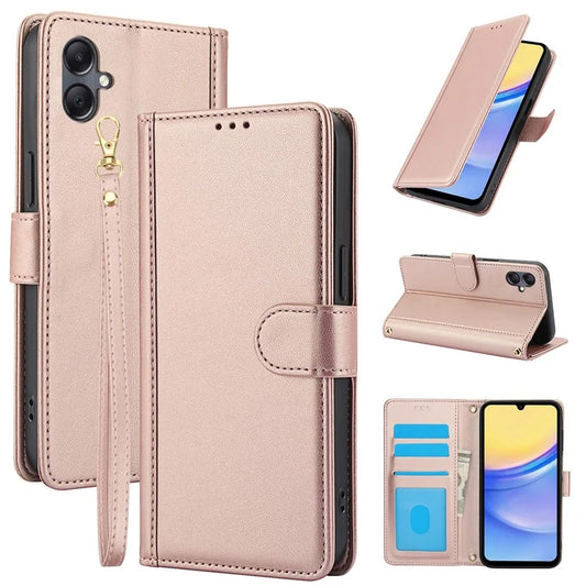 SY-003 For Samsung Galaxy A06 Case PU Leather Stand View Phone Wallet Cover with Hand Strap