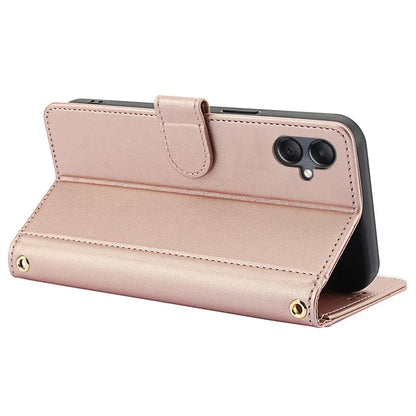 SY-003 For Samsung Galaxy A06 Case PU Leather Stand View Phone Wallet Cover with Hand Strap