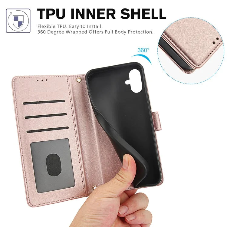 SY-003 For Samsung Galaxy A06 Case PU Leather Stand View Phone Wallet Cover with Hand Strap