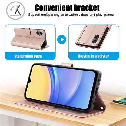 SY-003 For Samsung Galaxy A06 Case PU Leather Stand View Phone Wallet Cover with Hand Strap