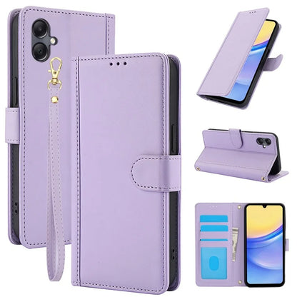 SY-003 For Samsung Galaxy A06 Case PU Leather Stand View Phone Wallet Cover with Hand Strap