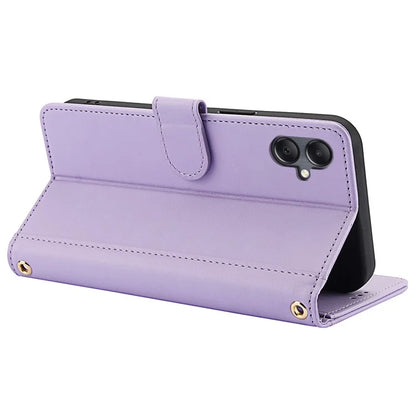 SY-003 For Samsung Galaxy A06 Case PU Leather Stand View Phone Wallet Cover with Hand Strap