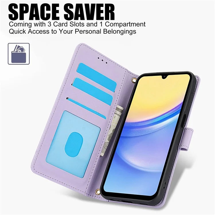 SY-003 For Samsung Galaxy A06 Case PU Leather Stand View Phone Wallet Cover with Hand Strap