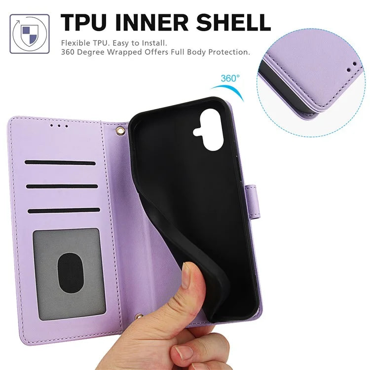 SY-003 For Samsung Galaxy A06 Case PU Leather Stand View Phone Wallet Cover with Hand Strap