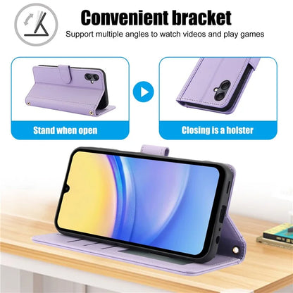 SY-003 For Samsung Galaxy A06 Case PU Leather Stand View Phone Wallet Cover with Hand Strap