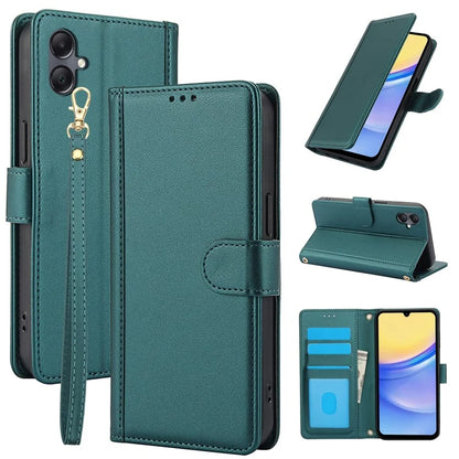 SY-003 For Samsung Galaxy A06 Case PU Leather Stand View Phone Wallet Cover with Hand Strap