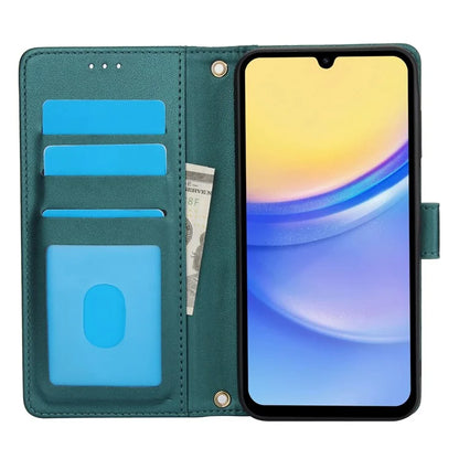 SY-003 For Samsung Galaxy A06 Case PU Leather Stand View Phone Wallet Cover with Hand Strap
