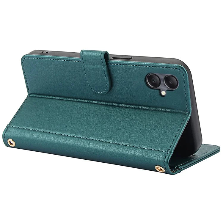 SY-003 For Samsung Galaxy A06 Case PU Leather Stand View Phone Wallet Cover with Hand Strap