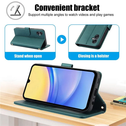 SY-003 For Samsung Galaxy A06 Case PU Leather Stand View Phone Wallet Cover with Hand Strap