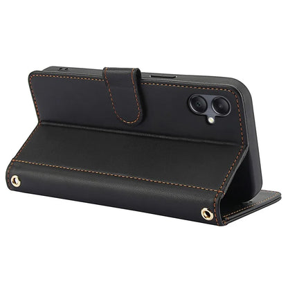 SY-003 For Samsung Galaxy A06 Case PU Leather Stand View Phone Wallet Cover with Hand Strap