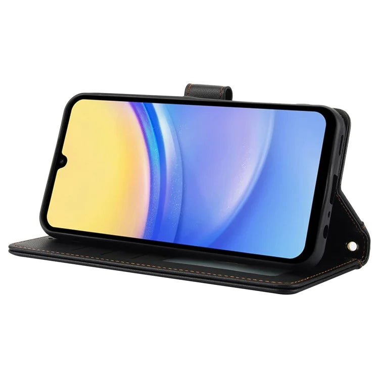 SY-003 For Samsung Galaxy A06 Case PU Leather Stand View Phone Wallet Cover with Hand Strap