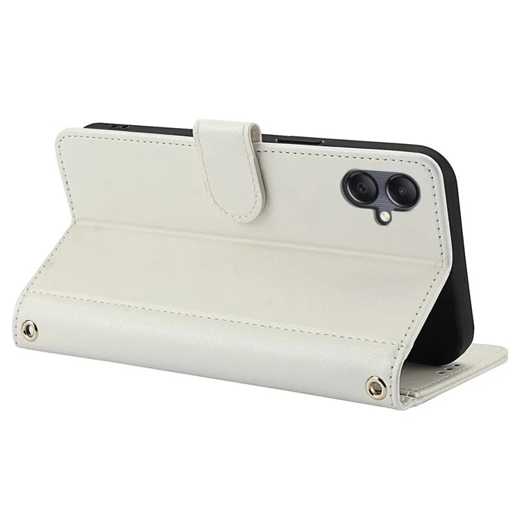 SY-003 For Samsung Galaxy A06 Case PU Leather Stand View Phone Wallet Cover with Hand Strap