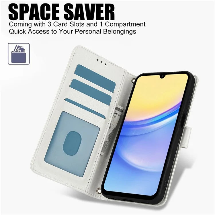 SY-003 For Samsung Galaxy A06 Case PU Leather Stand View Phone Wallet Cover with Hand Strap