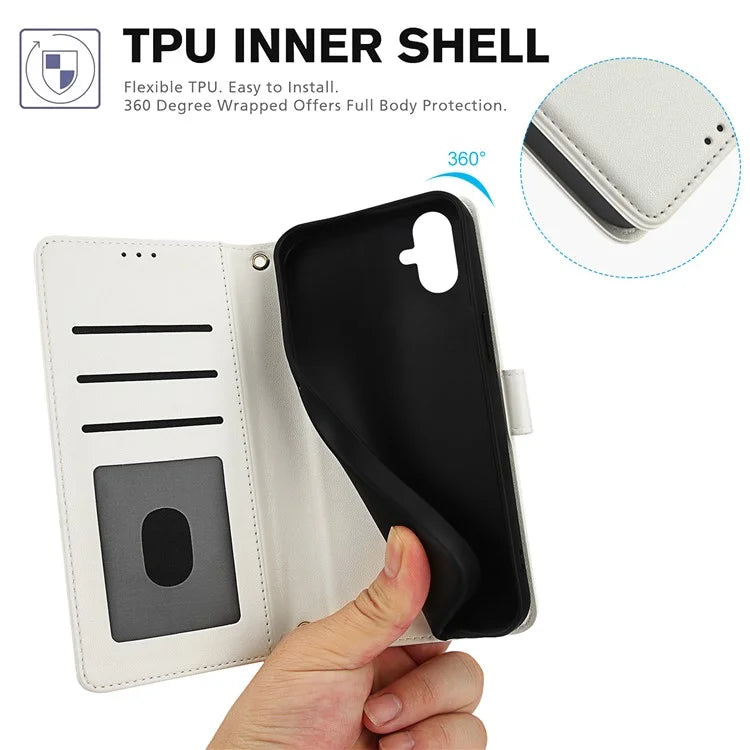 SY-003 For Samsung Galaxy A06 Case PU Leather Stand View Phone Wallet Cover with Hand Strap