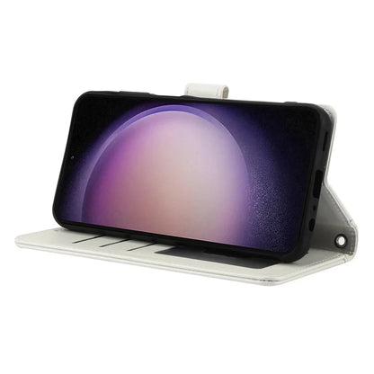 SY-003 For Samsung Galaxy S24+ Case PU Leather Stand View Phone Wallet Cover with Hand Strap