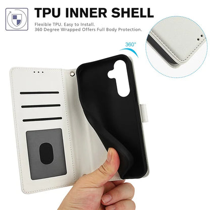 SY-003 For Samsung Galaxy S24+ Case PU Leather Stand View Phone Wallet Cover with Hand Strap