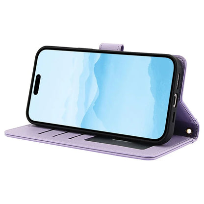 SY-003 For iPhone 16 Pro Max Case PU Leather Stand View Phone Wallet Cover with Hand Strap