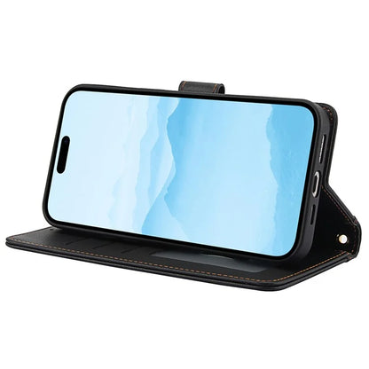 SY-003 For iPhone 16 Pro Max Case PU Leather Stand View Phone Wallet Cover with Hand Strap