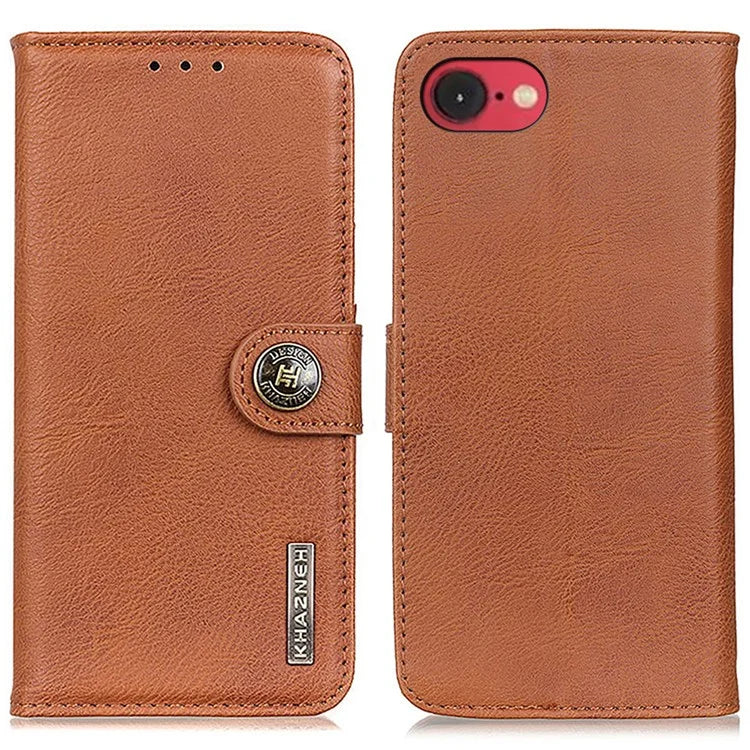 KHAZNEH For iPhone SE (2024) Wallet Case Cowhide Texture Leather Flip Phone Cover