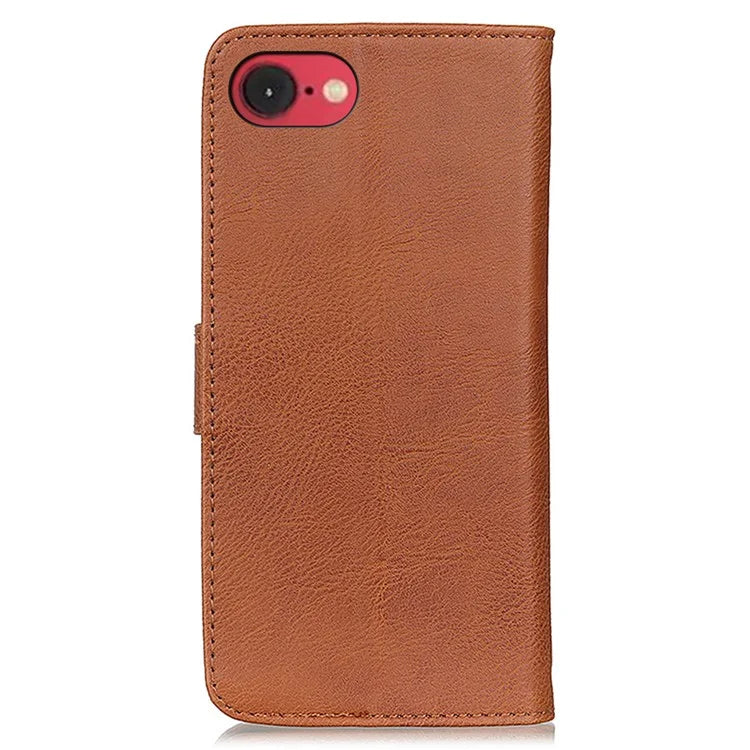 KHAZNEH For iPhone SE (2024) Wallet Case Cowhide Texture Leather Flip Phone Cover