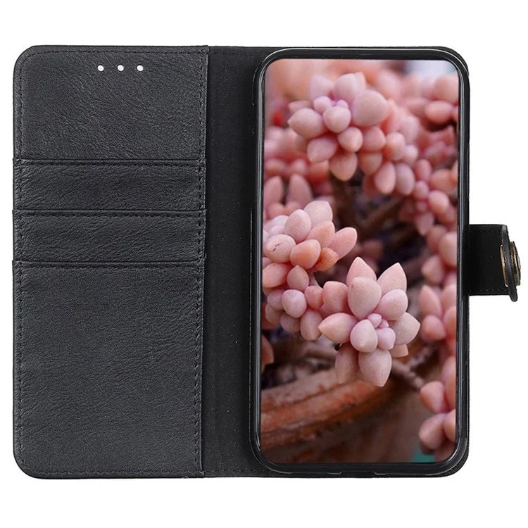 KHAZNEH For iPhone SE (2024) Wallet Case Cowhide Texture Leather Flip Phone Cover