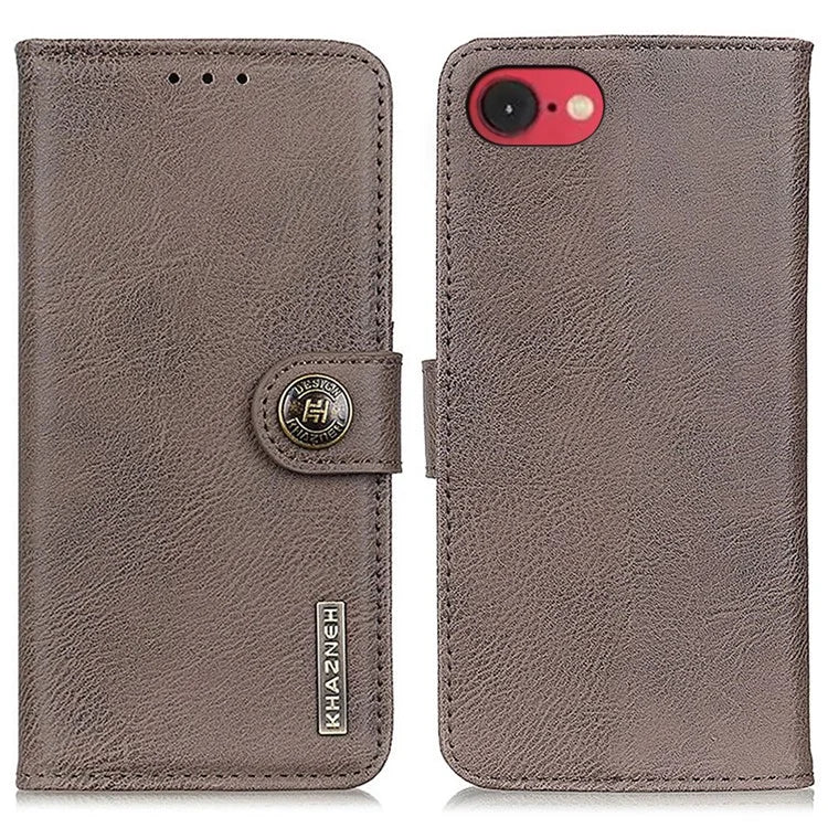 KHAZNEH For iPhone SE (2024) Wallet Case Cowhide Texture Leather Flip Phone Cover