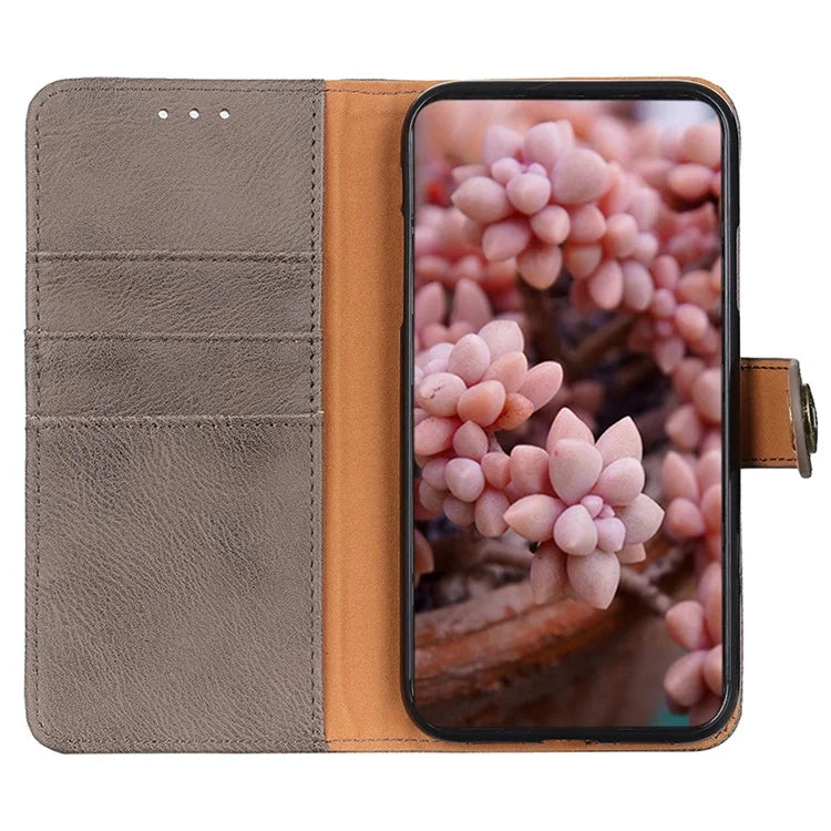 KHAZNEH For iPhone SE (2024) Wallet Case Cowhide Texture Leather Flip Phone Cover