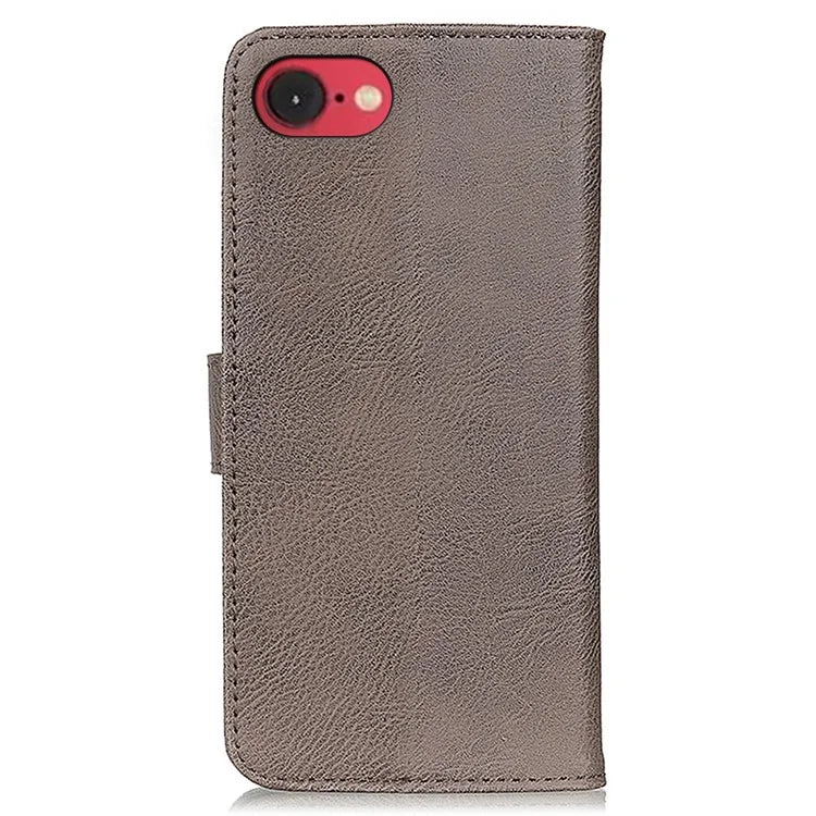 KHAZNEH For iPhone SE (2024) Wallet Case Cowhide Texture Leather Flip Phone Cover