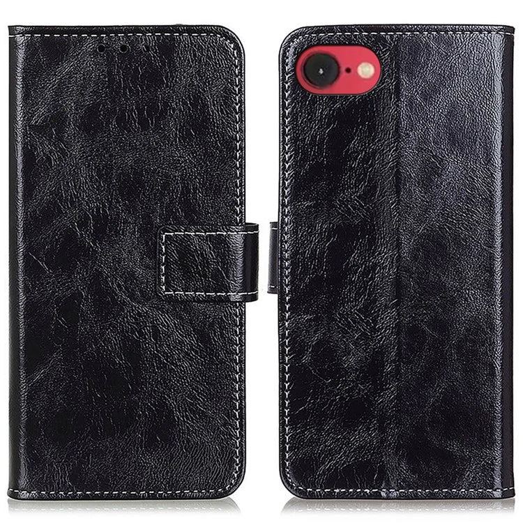For iPhone SE (2024) Case Crazy Horse Texture Leather Phone Wallet Cover