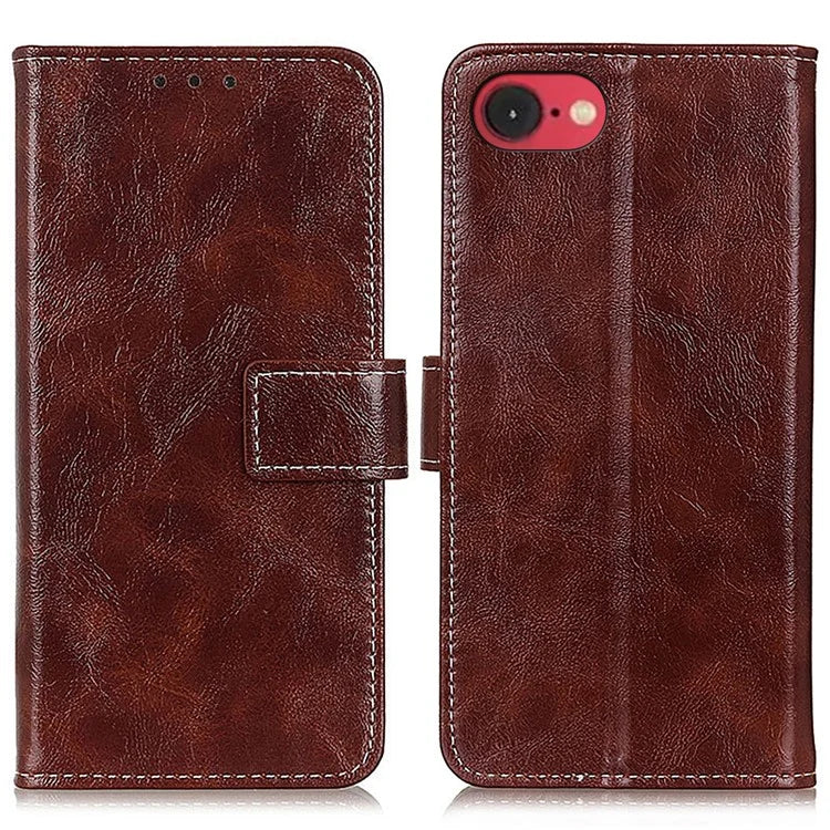 For iPhone SE (2024) Case Crazy Horse Texture Leather Phone Wallet Cover