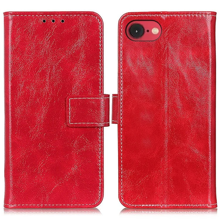 For iPhone SE (2024) Case Crazy Horse Texture Leather Phone Wallet Cover