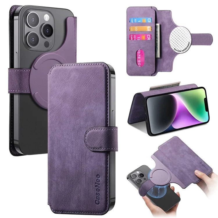CASENEO MW-03S Magnetic Detachable Phone Cover for 6.7 inch Phone Retro Leather Wallet Stand