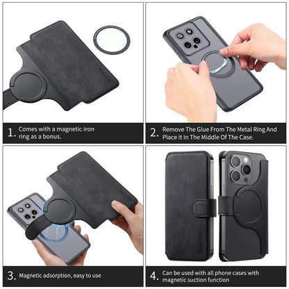 CASENEO MW-03S Magnetic Detachable Phone Cover for 6.7 inch Phone Retro Leather Wallet Stand