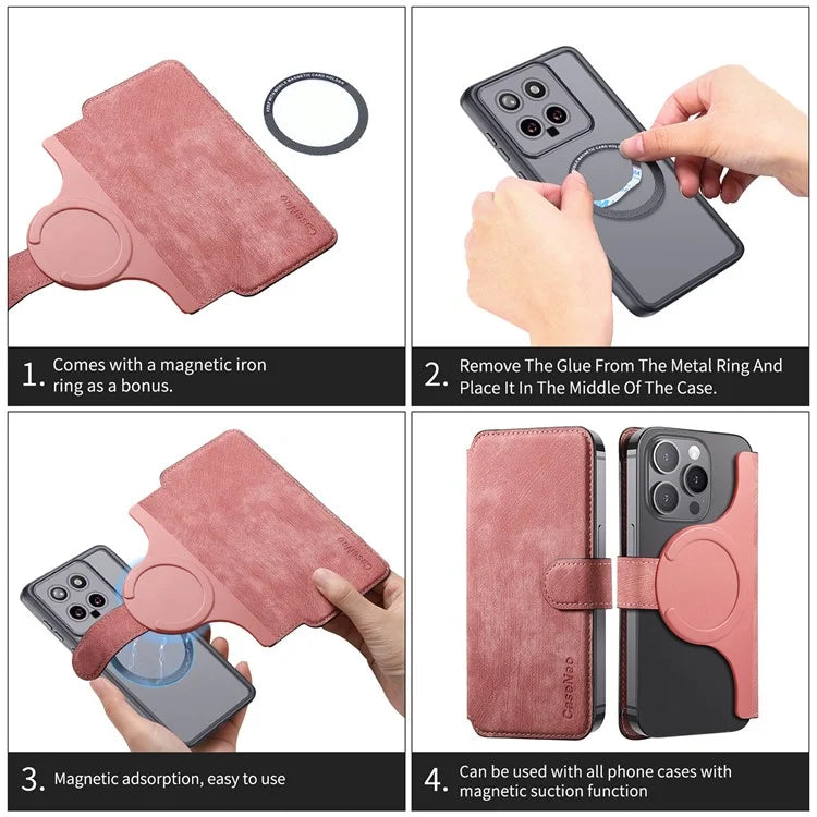 CASENEO MW-03S Magnetic Detachable Phone Cover for 6.9 inch Phone Retro Leather Wallet Stand