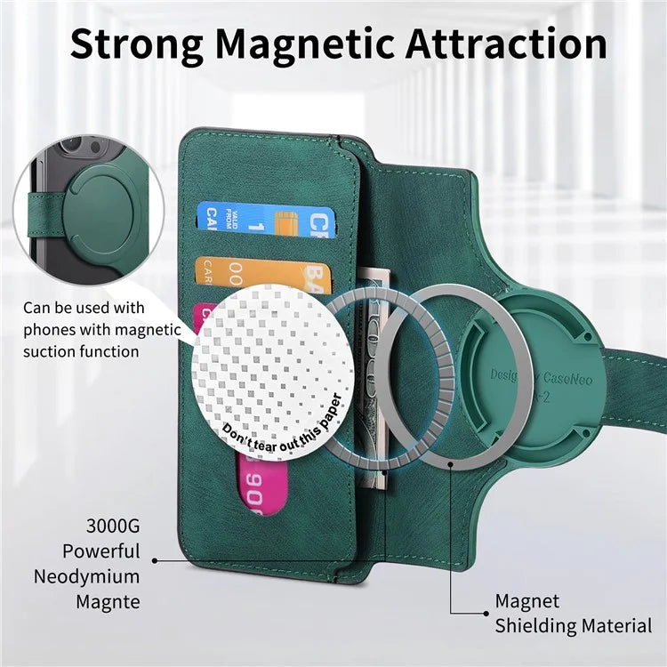 CASENEO MW-03S Magnetic Detachable Phone Cover for 6.9 inch Phone Retro Leather Wallet Stand