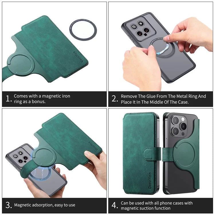 CASENEO MW-03S Magnetic Detachable Phone Cover for 6.9 inch Phone Retro Leather Wallet Stand