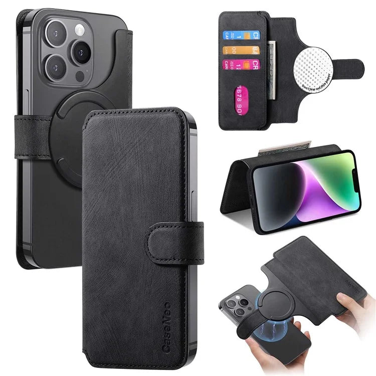 CASENEO MW-03S Magnetic Detachable Phone Cover for 6.9 inch Phone Retro Leather Wallet Stand