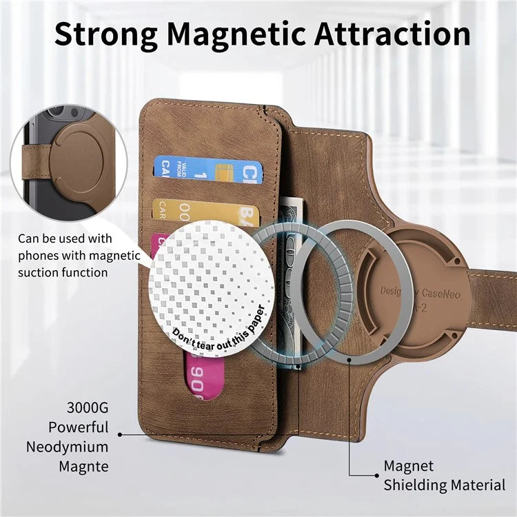 CASENEO MW-03S Magnetic Detachable Phone Cover for 6.9 inch Phone Retro Leather Wallet Stand