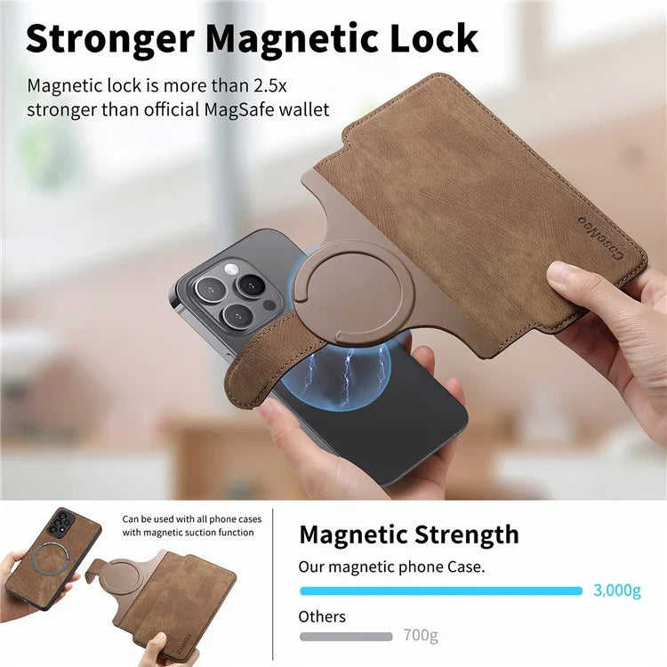 CASENEO MW-03S Magnetic Detachable Phone Cover for 6.9 inch Phone Retro Leather Wallet Stand